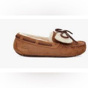 UGG Dakota Double Bow Chestnut Suede Sheepskin Women's Slippers Size US 8